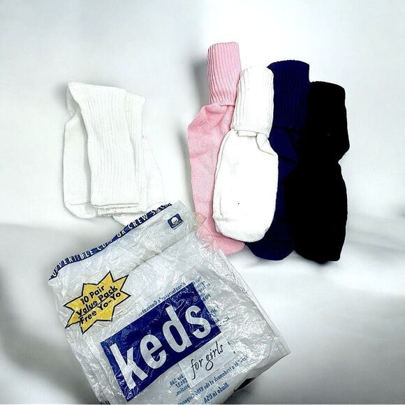 Keds Footwear l 5-pack Big Girl’s Socks l Convertible Cuff/Crew l New - Picture 10 of 10